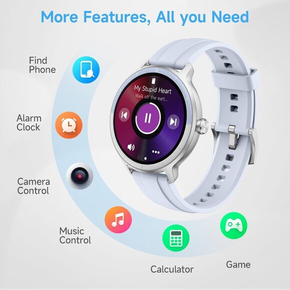 ⚡Frost Blue Smart Watch for Men Women Bluetooth Calling Compatible with Android - Picture 7 of 9